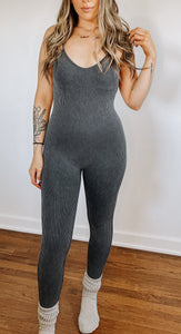 Ribbed Mineral Wash Jumpsuit