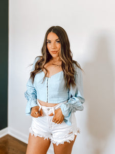 Light Blue Bustier Cropped Top