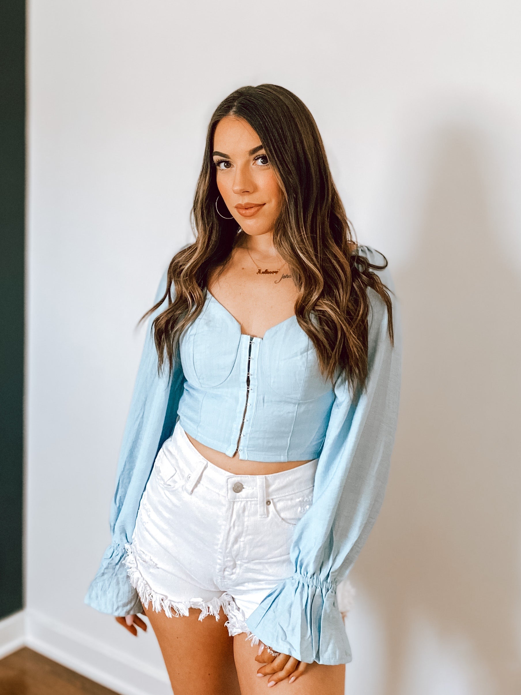 Light Blue Bustier Cropped Top